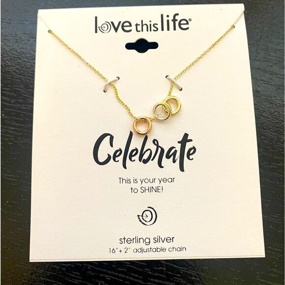 Love this Life "Celebrate" Sterling Silver Necklace - Picture 2 of 2
